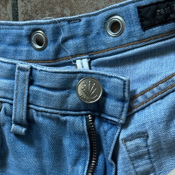 Rag & Bone Ruth Super High Rise Wide Leg Jeans Raw Hem Light Wash Size 25 - Picture 7 of 14